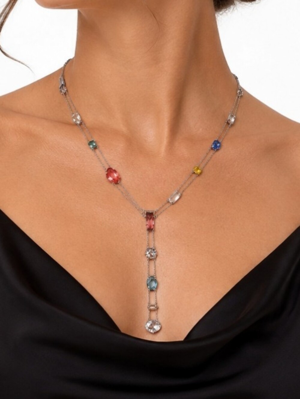 Swarovski In Its Original Box And Certificate Multicolor Gemstone Necklace